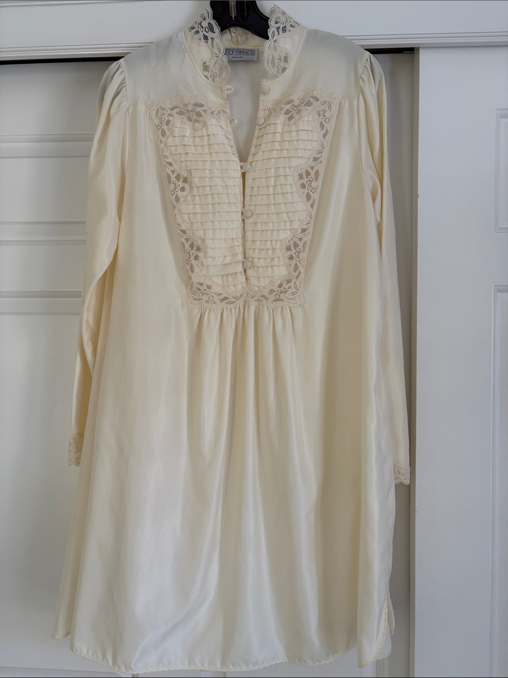 Lily of France Cream Long Sleeve Lace Pintuck Nightdress